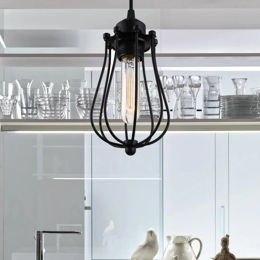 Gekooide metalen hanglamp industriële eetkamer hanglamp met 1 lamp en druppelvormige kap messing/wit/zwart Clearhalo
