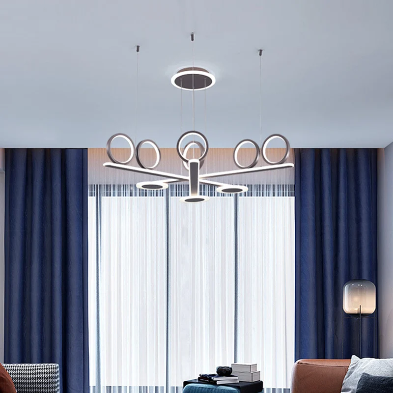 Gekruiste Bar Kroonluchter Licht Moderne Stijl Metallic LED Koffie Hangende Verlichting Warm/Wit Licht Clearhalo