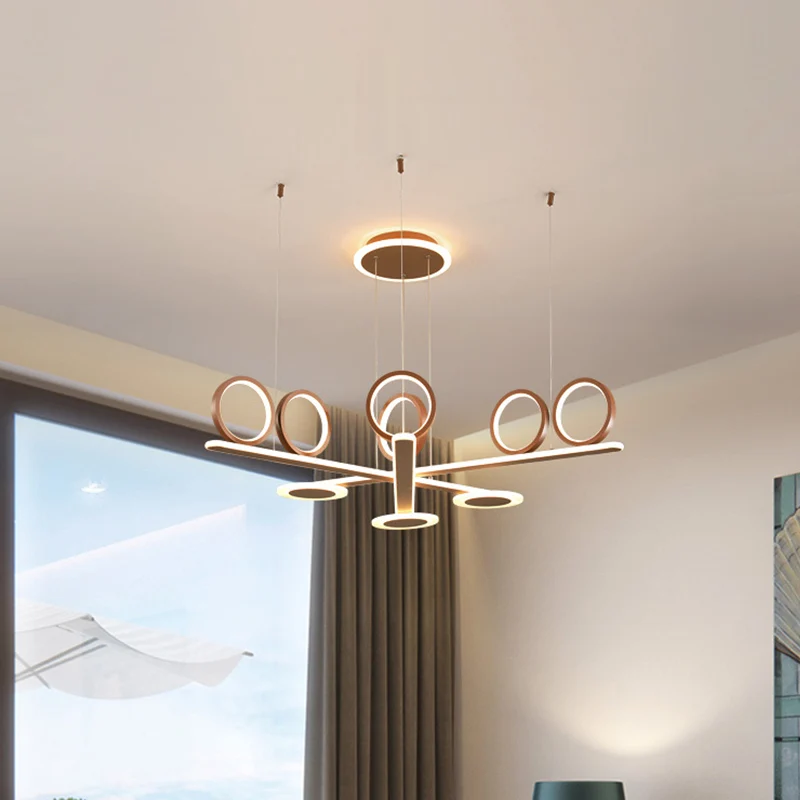 Gekruiste Bar Kroonluchter Licht Moderne Stijl Metallic LED Koffie Hangende Verlichting Warm/Wit Licht Clearhalo