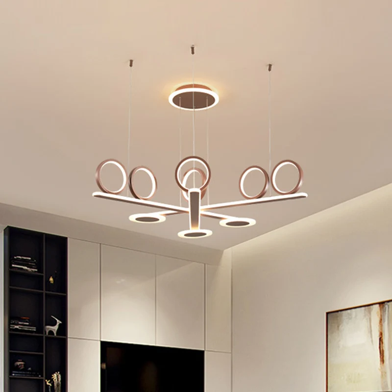 Gekruiste Bar Kroonluchter Licht Moderne Stijl Metallic LED Koffie Hangende Verlichting Warm/Wit Licht Clearhalo