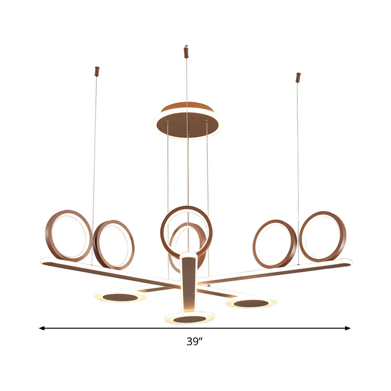 Gekruiste Bar Kroonluchter Licht Moderne Stijl Metallic LED Koffie Hangende Verlichting Warm/Wit Licht Clearhalo