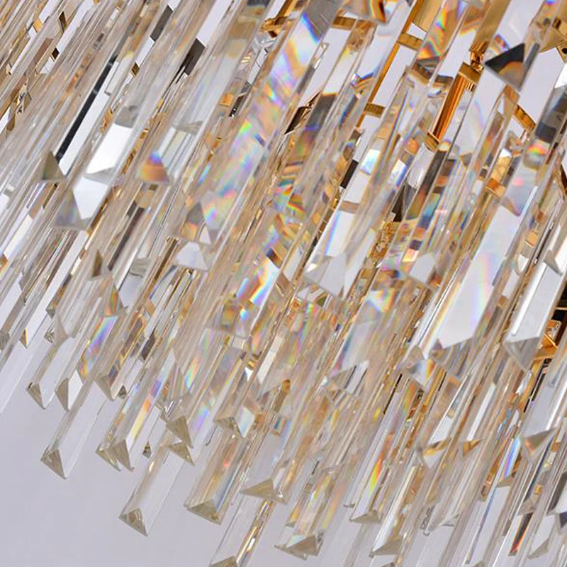 Gelaagde kroonluchterlamp Modern kristal 8 hoofden Amber hangende hanglamp voor woonkamer Clearhalo