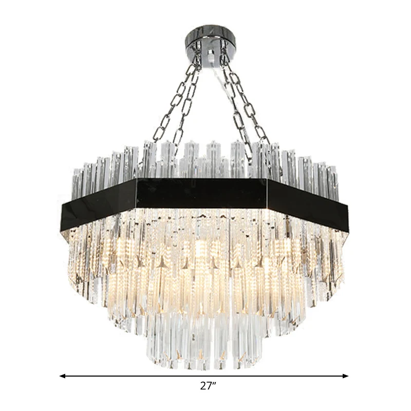 Gelaagde kroonluchterverlichting Modern afgeschuind kristal 10 lampen ophanghanglamp zilver Clearhalo