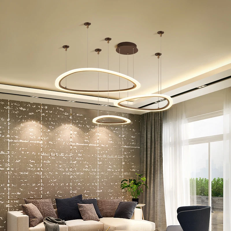 Gelaagde plafondkroonluchter Eenvoudig acryl 3/4 koppen Bruine hanglamp wit/warm/natuurlijk licht Clearhalo