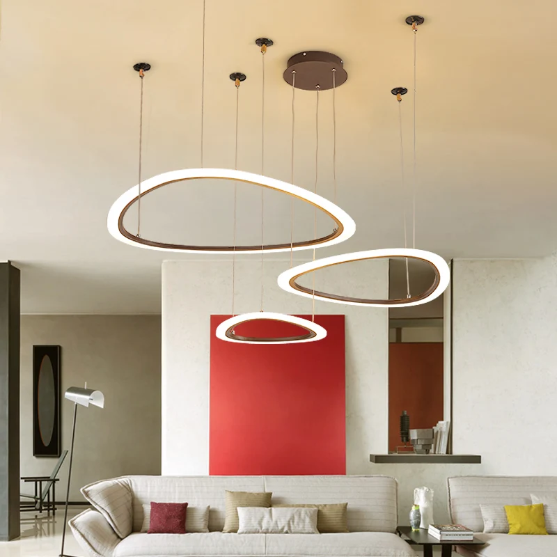 Gelaagde plafondkroonluchter Eenvoudig acryl 3/4 koppen Bruine hanglamp wit/warm/natuurlijk licht Clearhalo