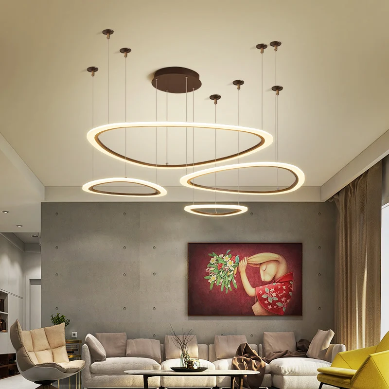Gelaagde plafondkroonluchter Eenvoudig acryl 3/4 koppen Bruine hanglamp wit/warm/natuurlijk licht Clearhalo