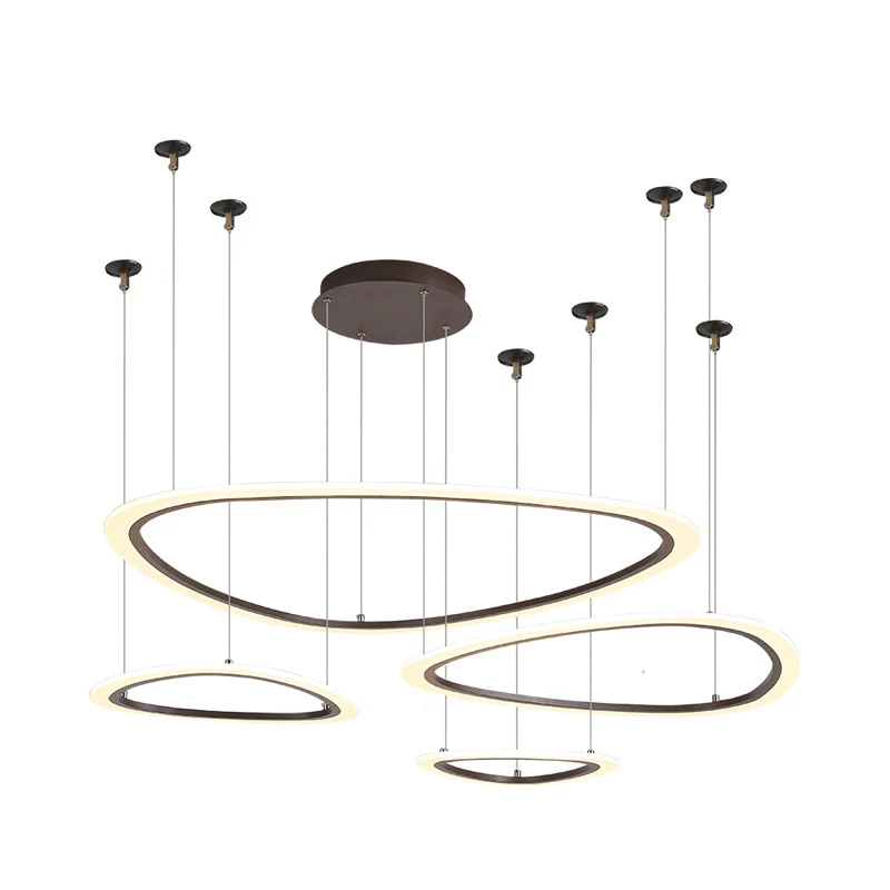 Gelaagde plafondkroonluchter Eenvoudig acryl 3/4 koppen Bruine hanglamp wit/warm/natuurlijk licht Clearhalo