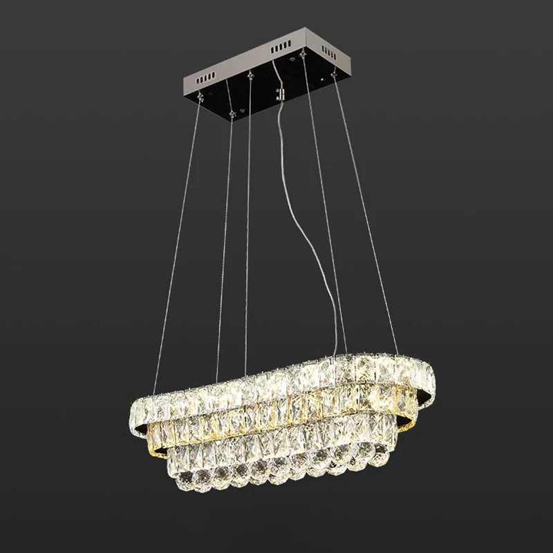 Gelaagde restaurant hangende hanglamp van geslepen kristal LED-eigentijdse eilandlamp chroom Clearhalo