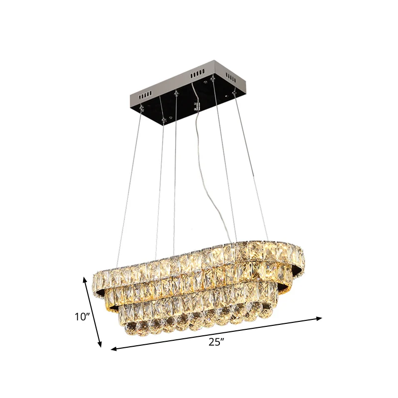 Gelaagde restaurant hangende hanglamp van geslepen kristal LED-eigentijdse eilandlamp chroom Clearhalo