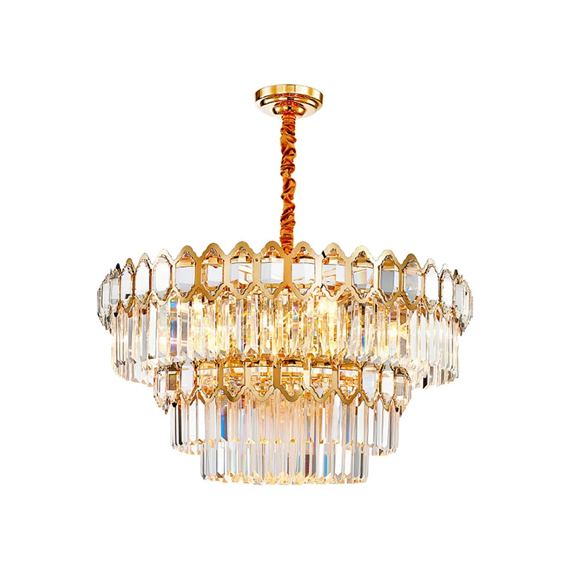 Gelaagde ronde hanglamp Artistieke prismatische kristallen gouden hanglamp voor woonkamer Clearhalo