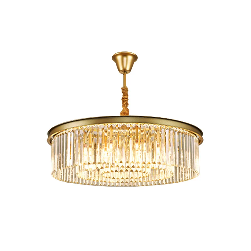 Gelaagde ronde kristallen plafondverlichting Moderne gouden afwerking kroonluchter voor woonkamer Clearhalo