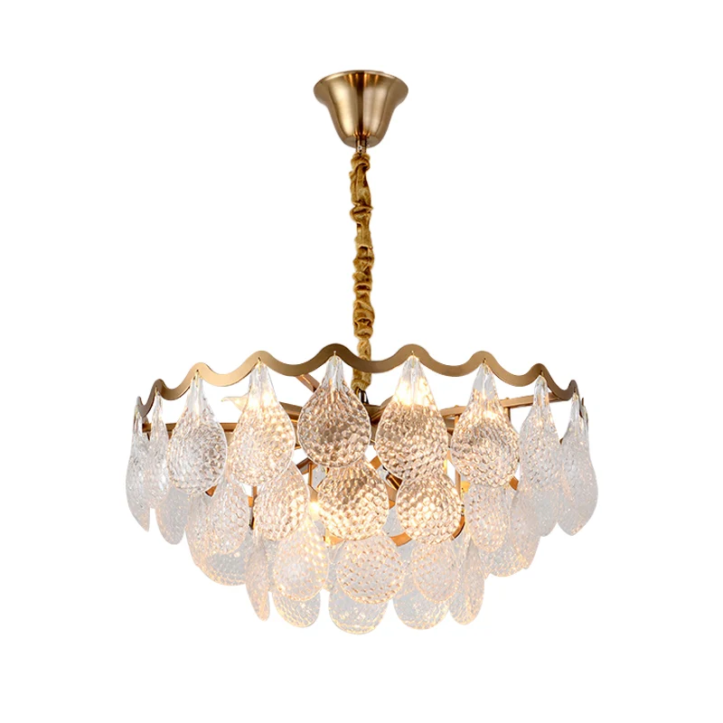 Gelaagde slaapkamer kroonluchterlamp postmodern helder K9 kristal 8 lampen messing hanglamp Clearhalo