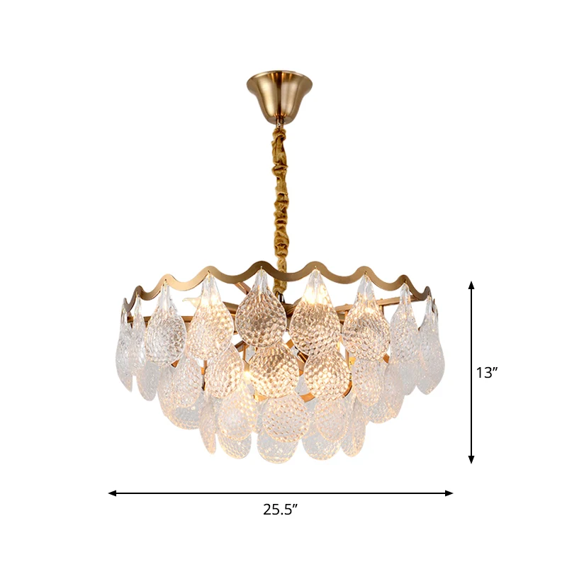 Gelaagde slaapkamer kroonluchterlamp postmodern helder K9 kristal 8 lampen messing hanglamp Clearhalo