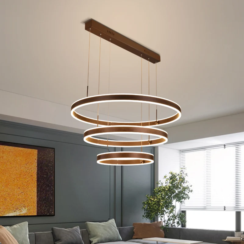 2/3 gelaagde, taps toelopende salonhanglamp, acryl, eenvoudige LED-kroonluchterhanger koffie Clearhalo