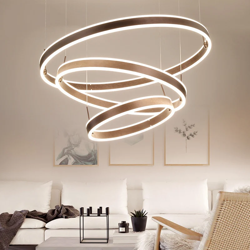 2/3 gelaagde, taps toelopende salonhanglamp, acryl, eenvoudige LED-kroonluchterhanger koffie Clearhalo