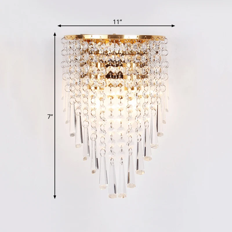 Gelaagde wandlamp modernisme stijl helder kristal 2 lampen woonkamer wandkandelaar goud Clearhalo