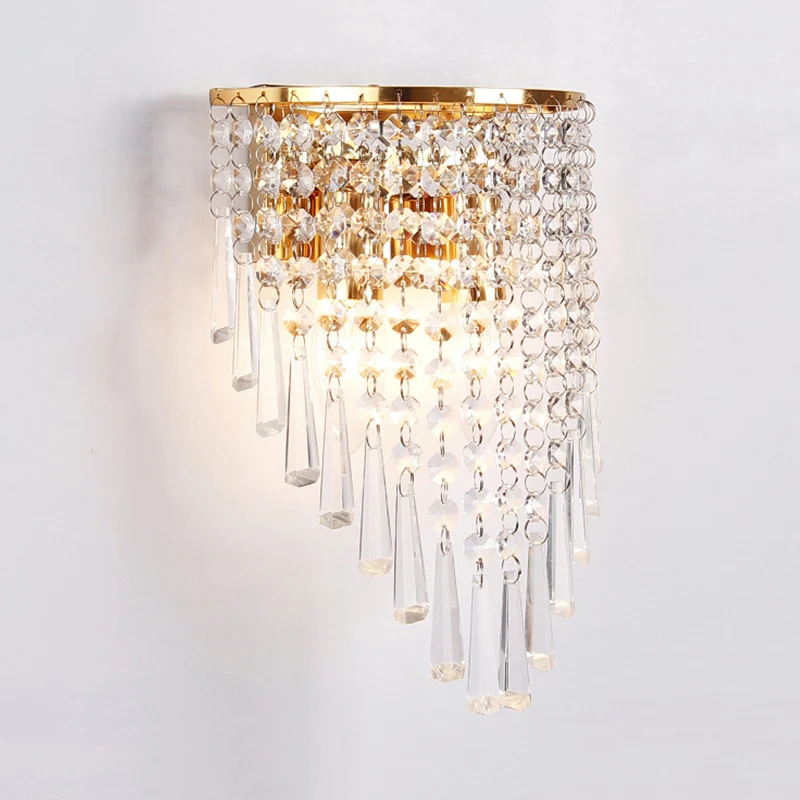 Gelaagde wandlamp modernisme stijl helder kristal 2 lampen woonkamer wandkandelaar goud Clearhalo