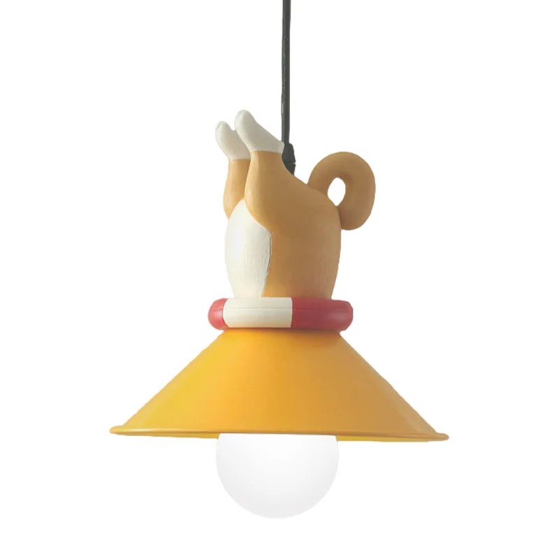Gele dieren hanglampset cartoon enkele lamp hars hanglamp met conische kap Clearhalo