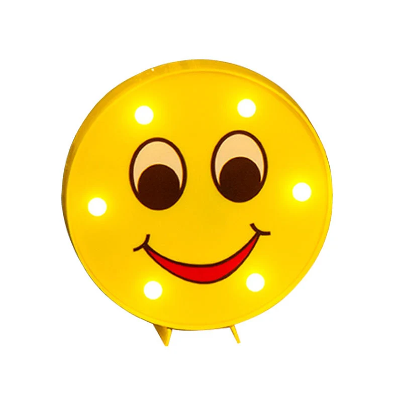Gele Emoji-vormige batterijtafelverlichting Art Decor Plastic LED-nachtkastjelamp voor slaapkamer Clearhalo