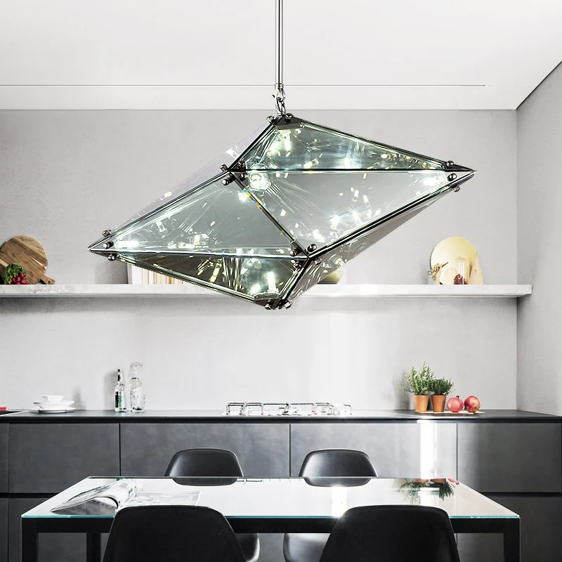 Gemstone rokerig grijs glazen neerwaartse verlichting postmoderne zwarte hangende plafondlamp met één lamp Clearhalo