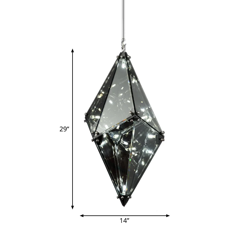 Gemstone rokerig grijs glazen neerwaartse verlichting postmoderne zwarte hangende plafondlamp met één lamp Clearhalo