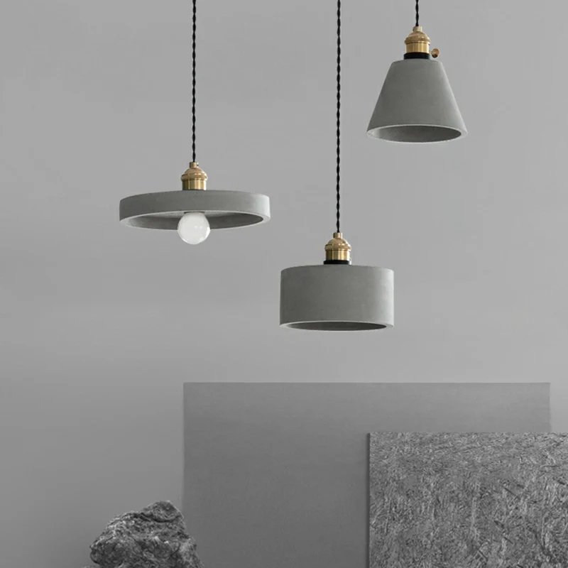 Geometrische eetkamer downlighting Cement 1-lichts minimalistische hanglamp met draaischakelaar grijs Clearhalo