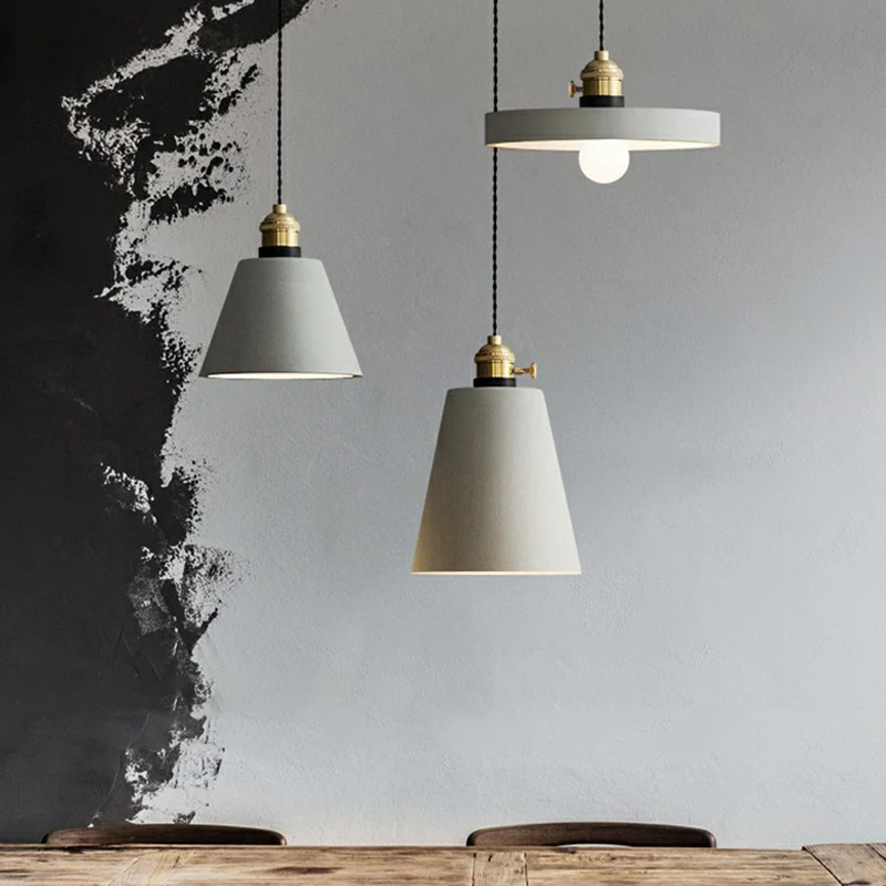 Geometrische eetkamer downlighting Cement 1-lichts minimalistische hanglamp met draaischakelaar grijs Clearhalo