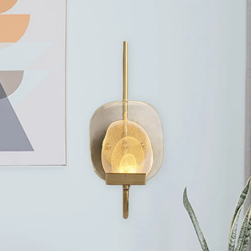Geometrische helderglazen wandlamp Colonialistische 1-koppige slaapkamerwandkandelaar Verlichtingsarmatuur goud Clearhalo