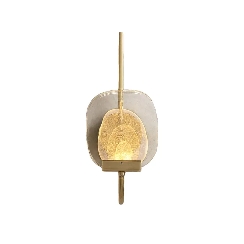 Geometrische helderglazen wandlamp Colonialistische 1-koppige slaapkamerwandkandelaar Verlichtingsarmatuur goud Clearhalo