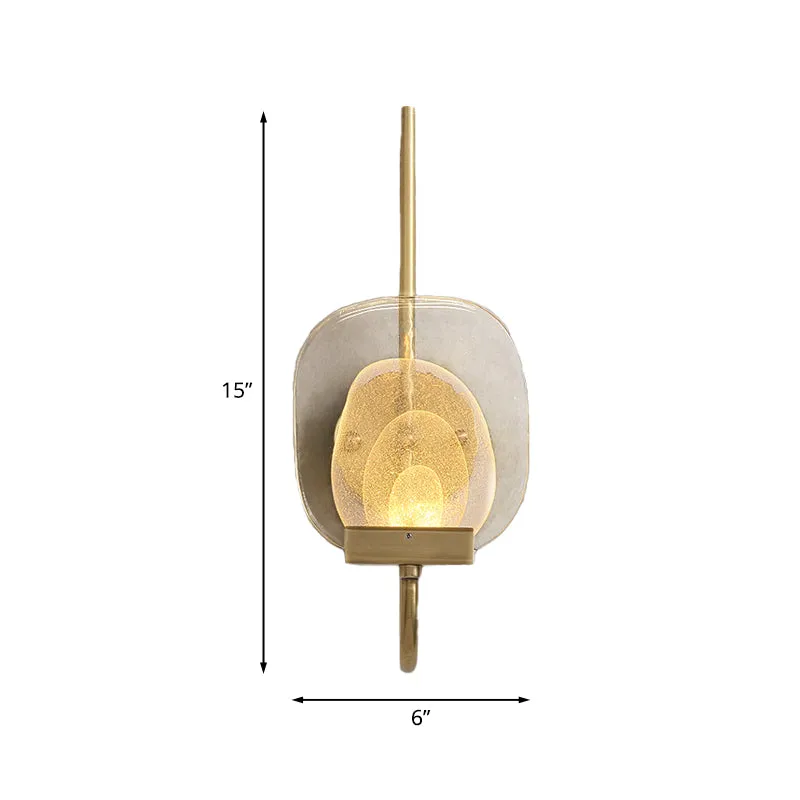 Geometrische helderglazen wandlamp Colonialistische 1-koppige slaapkamerwandkandelaar Verlichtingsarmatuur goud Clearhalo