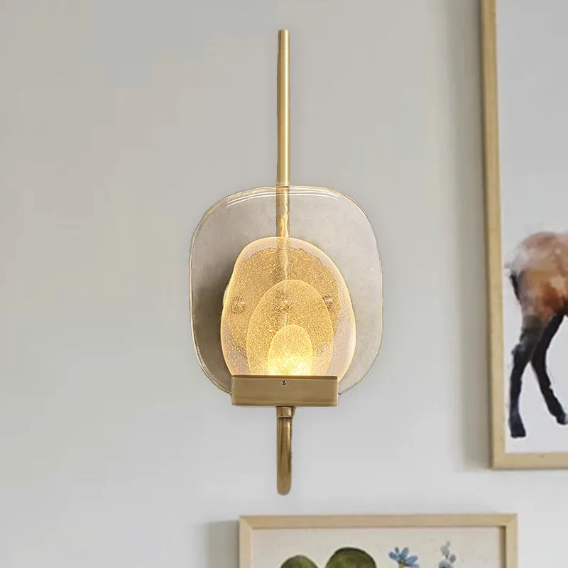 Geometrische helderglazen wandlamp Colonialistische 1-koppige slaapkamerwandkandelaar Verlichtingsarmatuur goud Clearhalo