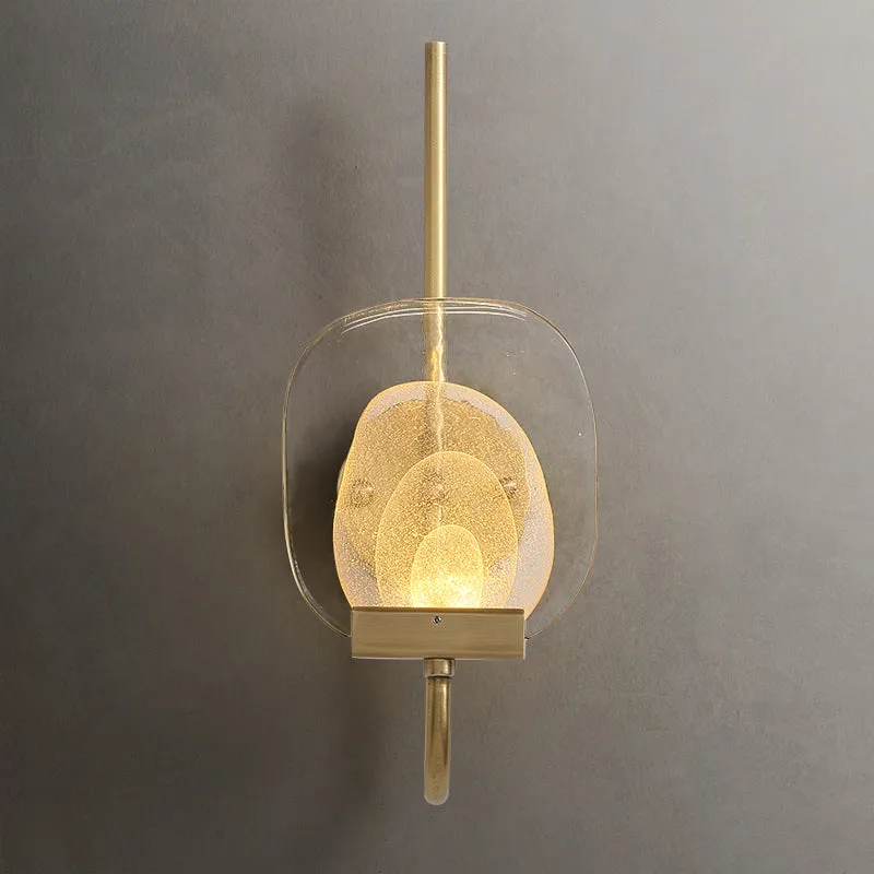 Geometrische helderglazen wandlamp Colonialistische 1-koppige slaapkamerwandkandelaar Verlichtingsarmatuur goud Clearhalo