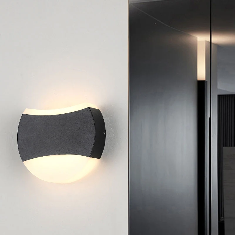 Geometrische LED-wandverlichting Eigentijds aluminium zwart schanslichtarmatuur voor terras Clearhalo