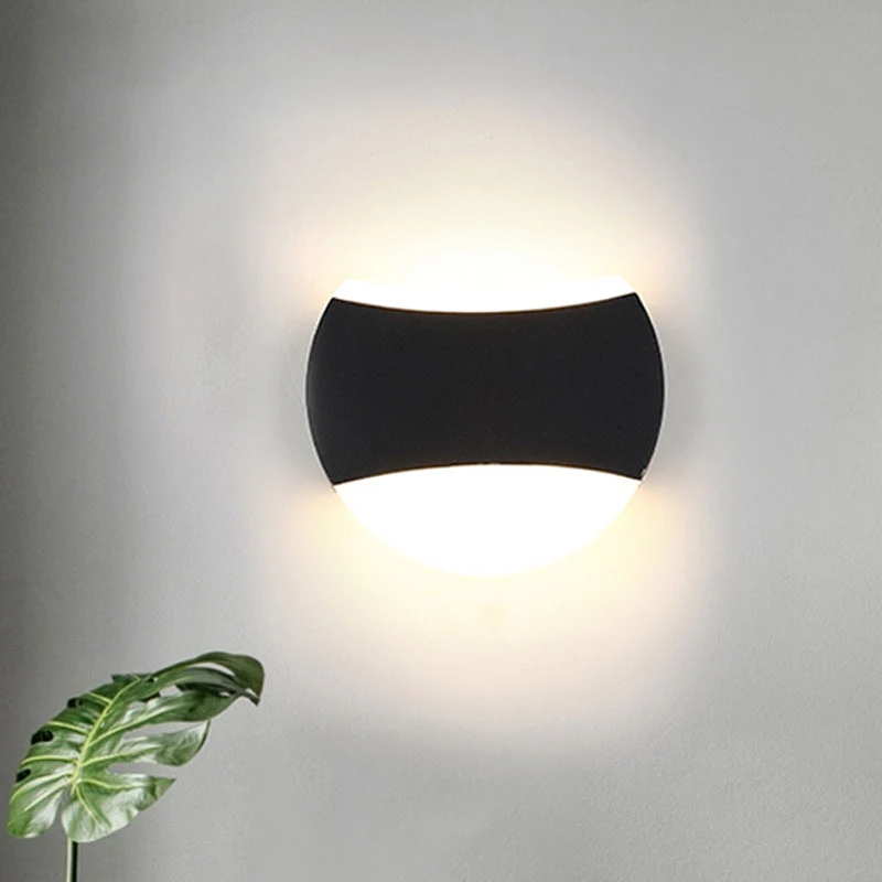 Geometrische LED-wandverlichting Eigentijds aluminium zwart schanslichtarmatuur voor terras Clearhalo