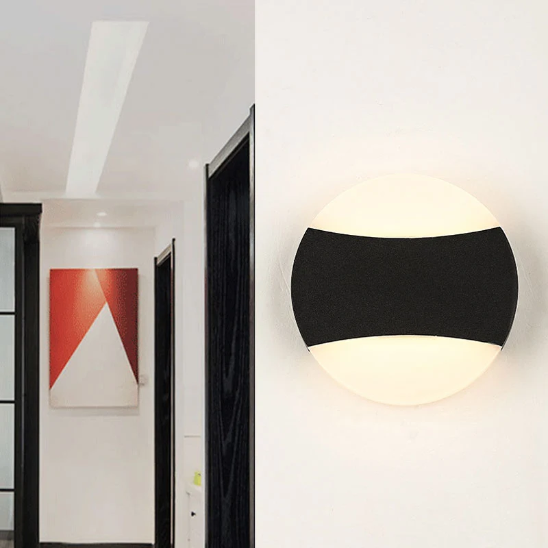 Geometrische LED-wandverlichting Eigentijds aluminium zwart schanslichtarmatuur voor terras Clearhalo