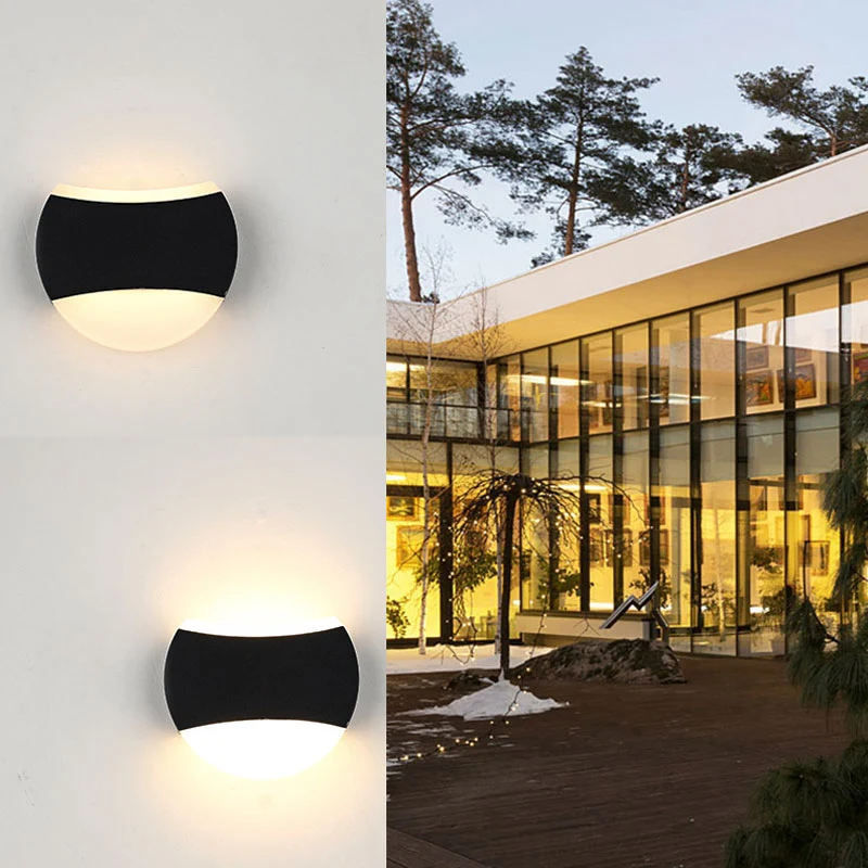 Geometrische LED-wandverlichting Eigentijds aluminium zwart schanslichtarmatuur voor terras Clearhalo