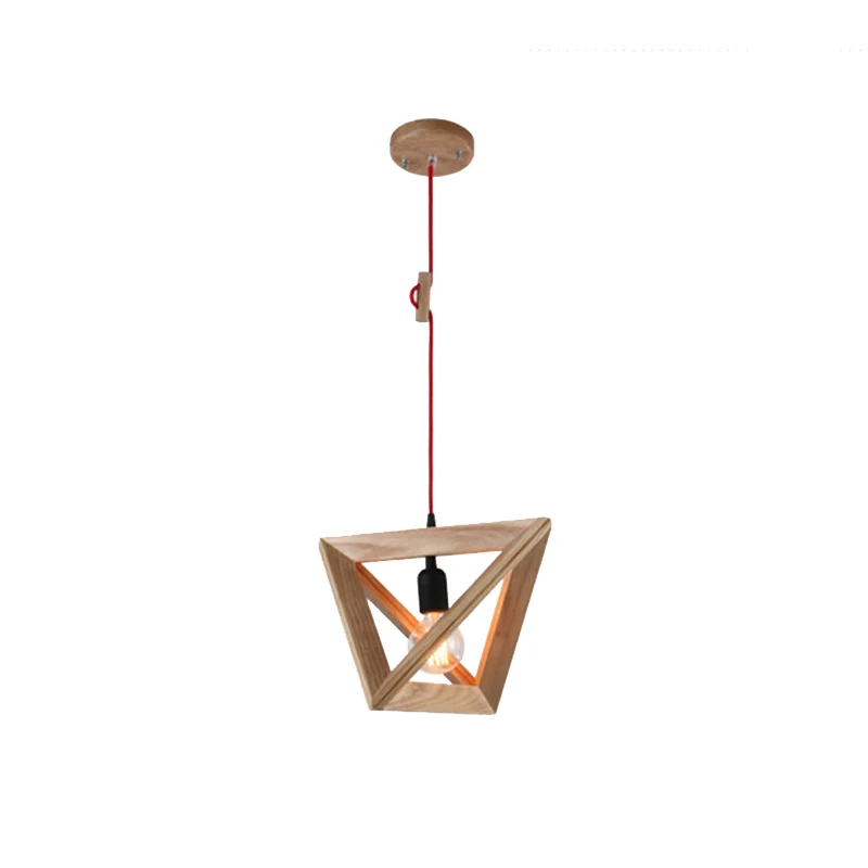 Geometrische schaduw eetkamer hanglamp houten 1-kops hedendaagse hangende plafondlamp Clearhalo