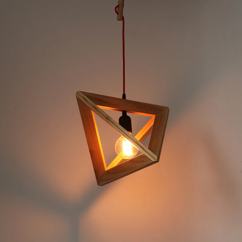 Geometrische schaduw eetkamer hanglamp houten 1-kops hedendaagse hangende plafondlamp Clearhalo