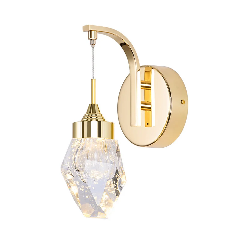 Geometrische woonkamer schans licht vintage bubble crystal LED gouden wandverlichting voor slaapkamer Clearhalo