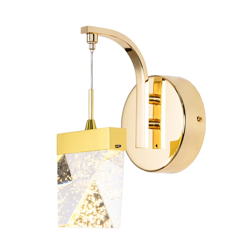 Geometrische woonkamer schans licht vintage bubble crystal LED gouden wandverlichting voor slaapkamer Clearhalo