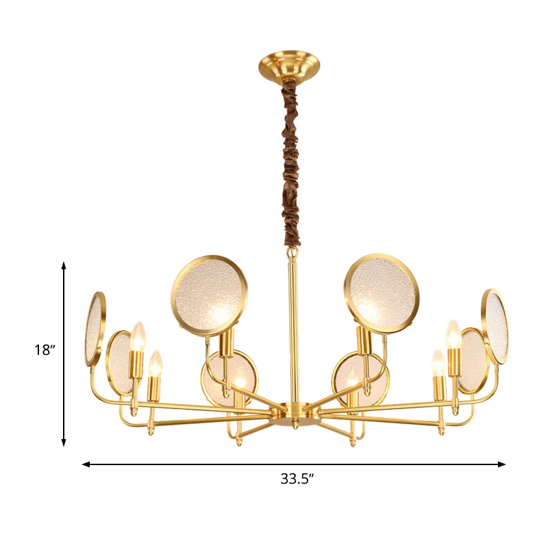 Geplaatste glazen gouden kroonluchterkaars 6/8 lichten kolonialisme naar beneden verlichting hanger voor woonkamer Clearhalo