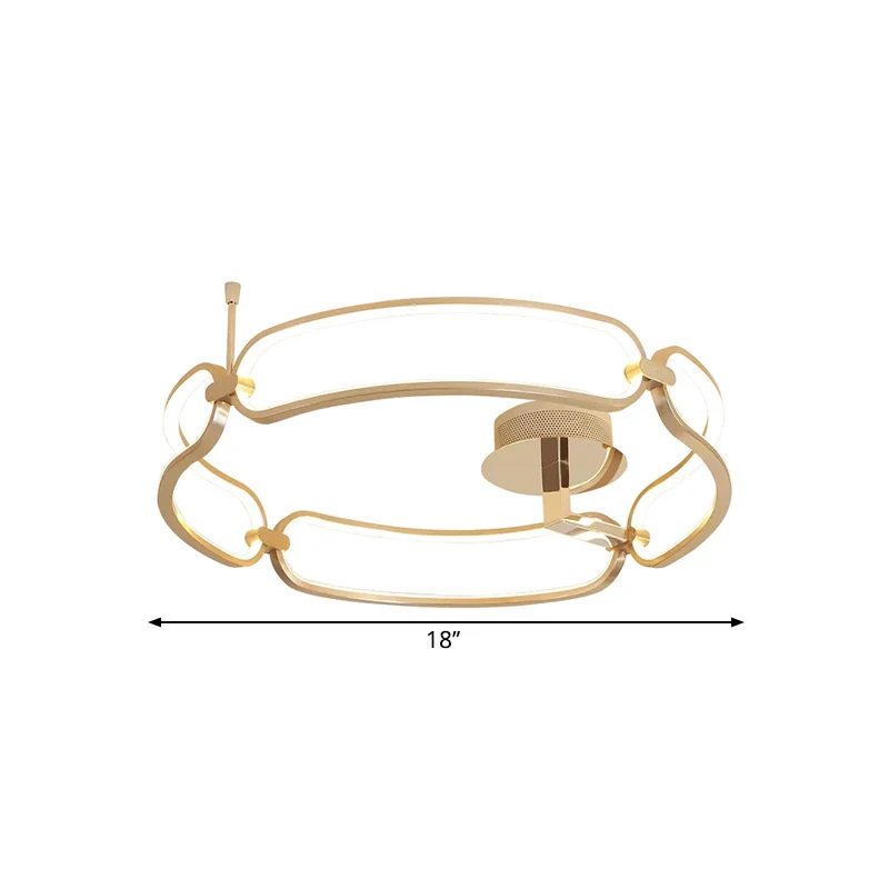 Gepolijst gouden armband plafondmontage licht minimalistische metalen LED semi-inbouw warm/wit/natuurlijk licht Clearhalo