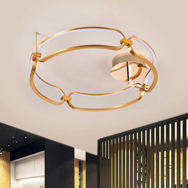Gepolijst gouden armband plafondmontage licht minimalistische metalen LED semi-inbouw warm/wit/natuurlijk licht Clearhalo