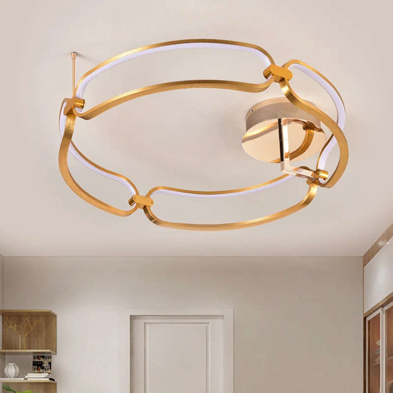 Gepolijst gouden armband plafondmontage licht minimalistische metalen LED semi-inbouw warm/wit/natuurlijk licht Clearhalo