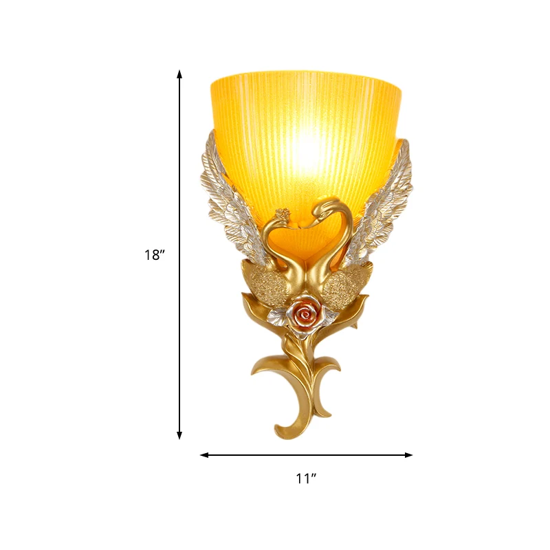 Geribbelde glazen kom wandlamp minimalistisch 1 lichtgang blaker lichtarmatuur met goud/zilver/wit-zilveren zwaandecoratie...