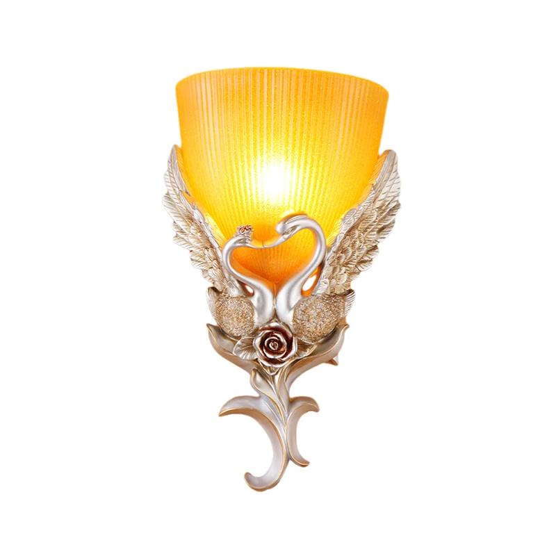 Geribbelde glazen kom wandlamp minimalistisch 1 lichtgang blaker lichtarmatuur met goud/zilver/wit-zilveren zwaandecoratie...