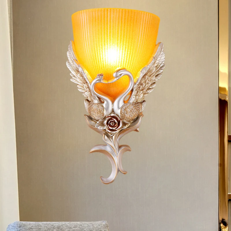 Geribbelde glazen kom wandlamp minimalistisch 1 lichtgang blaker lichtarmatuur met goud/zilver/wit-zilveren zwaandecoratie...