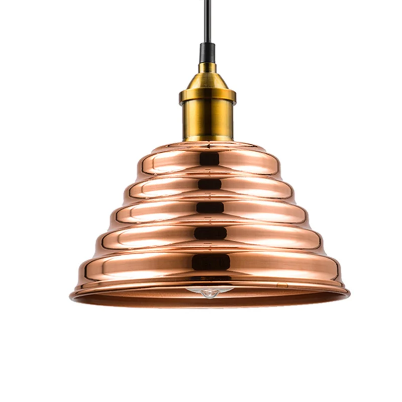 Geribbelde kegelvormige kap Plafondverlichting Moderne metalen 1-lichts roségouden hangende hanglamp voor de slaapkamer Cl...