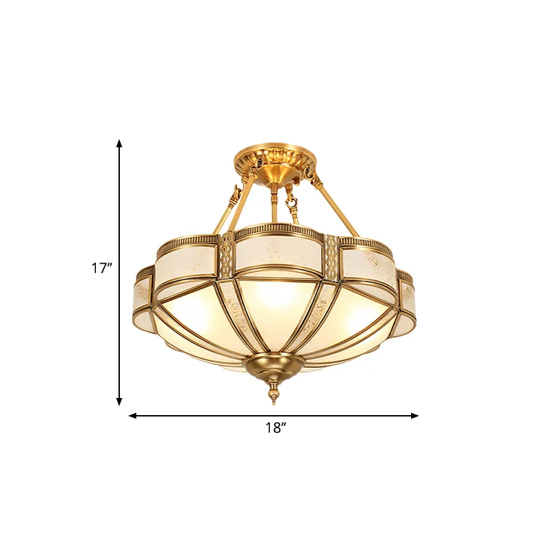 Geschulpte schaduw woonkamer inbouw simplistisch opaalglas 14 "/18"/23,5 "breed 3/4 lampen messing semi-inbouwarmatuur Cle...