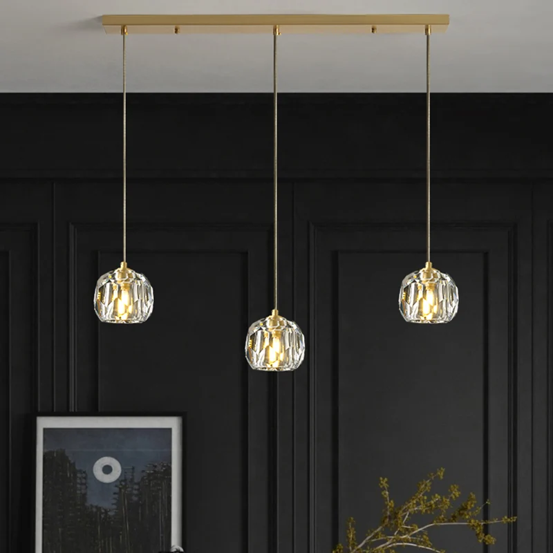 Gesneden kristalvormige plafondhanger moderne gouden hanglamp voor eetkamer Clearhalo